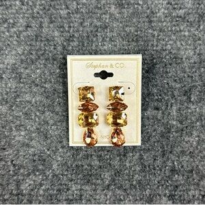Stephan & Co Gem Drops Earrings Gold Tone Dangle Fashion Jewelry